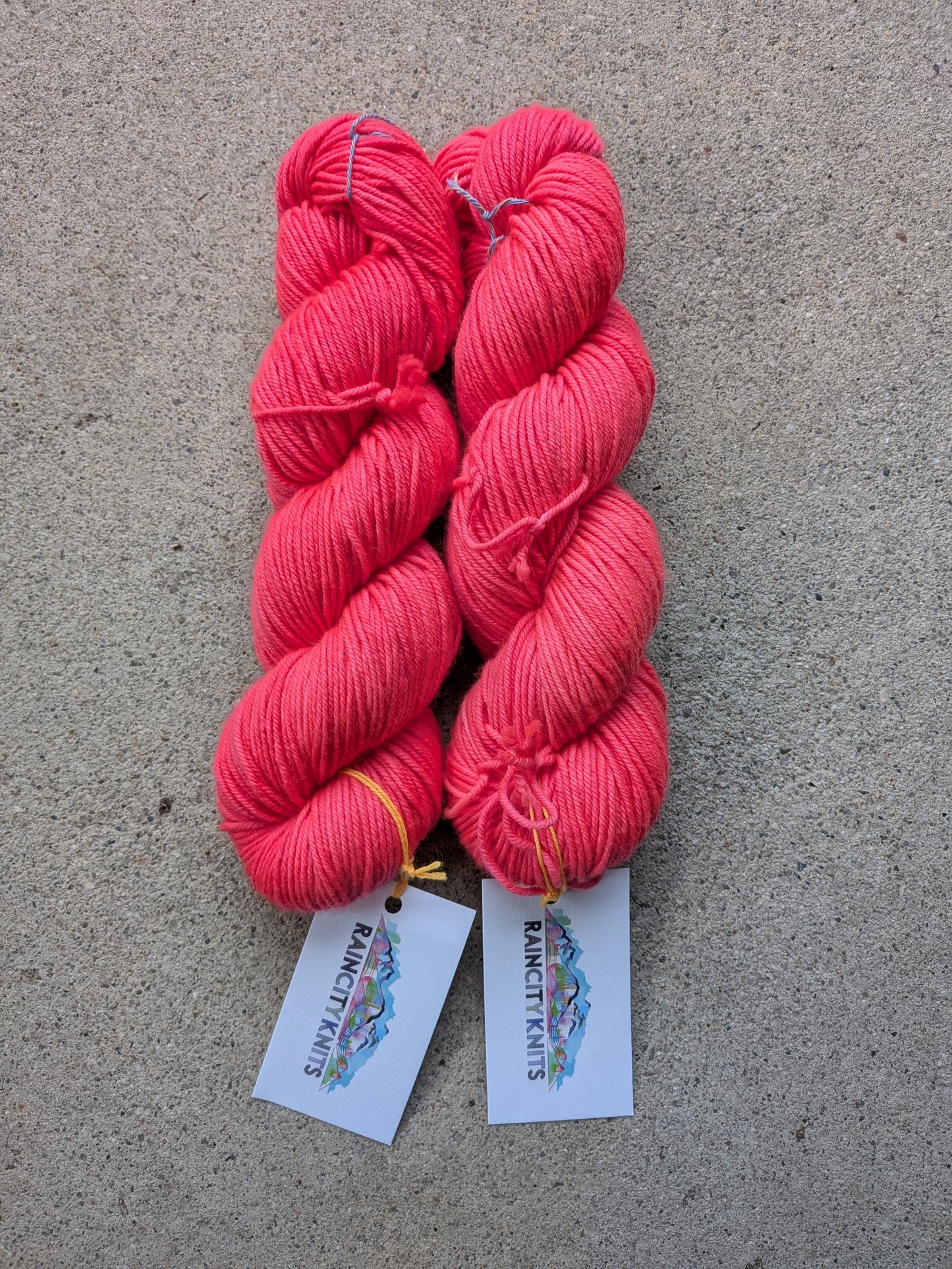 Hand-dyed Electric Coral DK Yarn