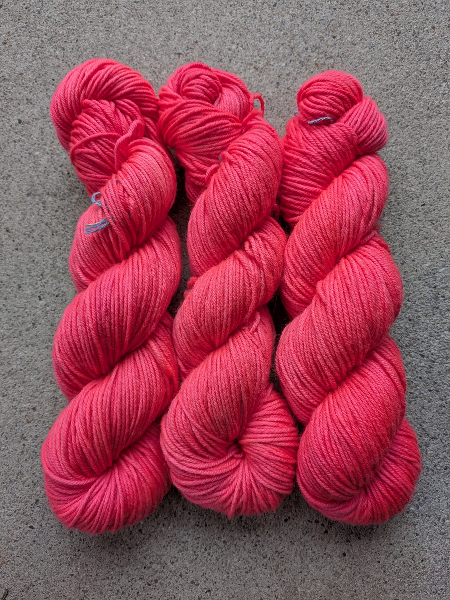 Hand-dyed Electric Coral DK Yarn