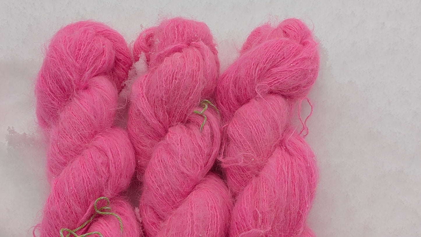 Hand-dyed Bright Hot Pink Fluff Yarn