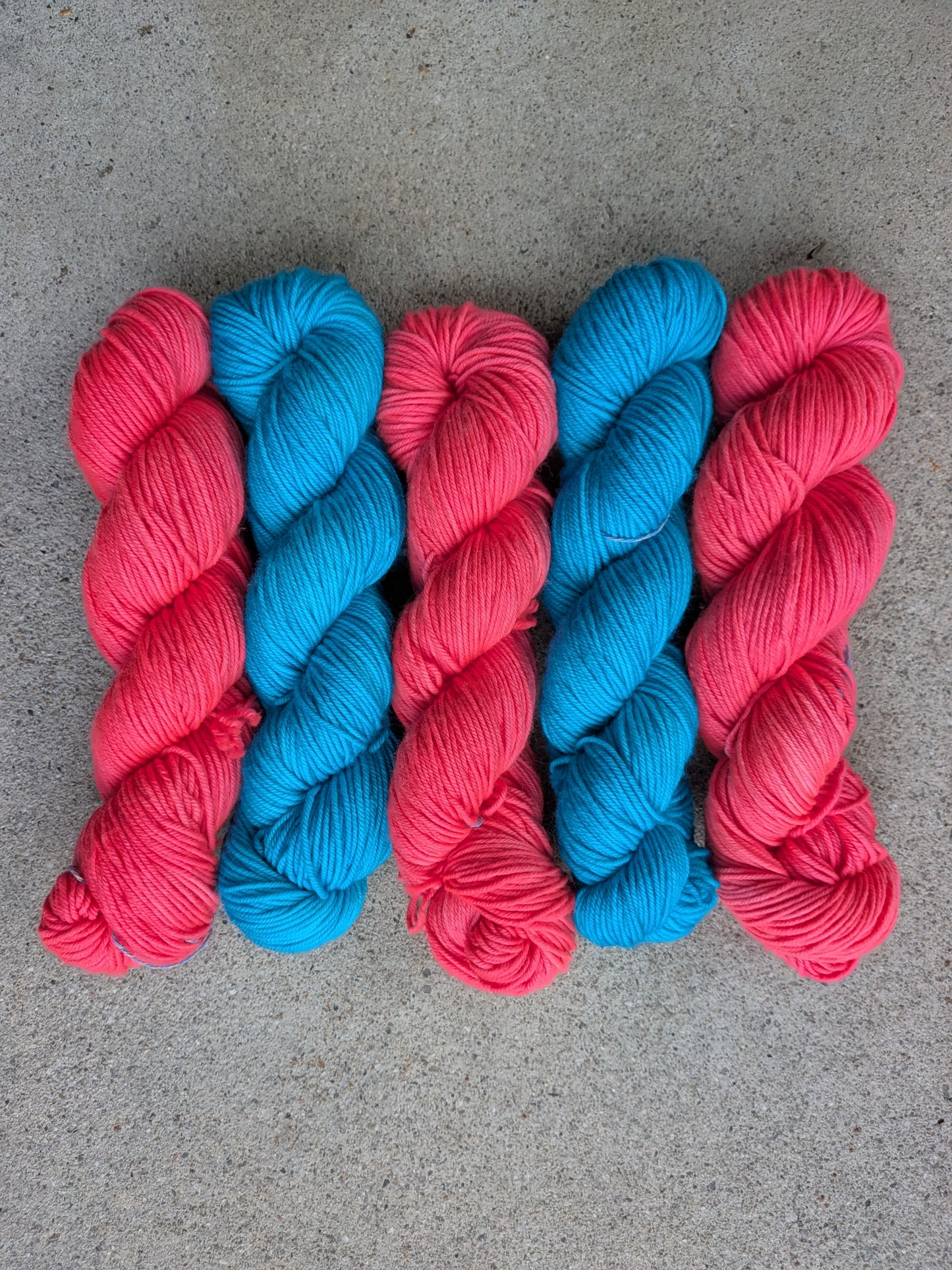 Hand-dyed  Electric Coral DK Yarn