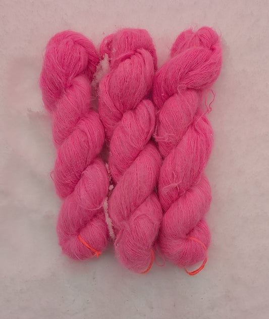 Hand-dyed Bright Hot Pink Fluff Yarn