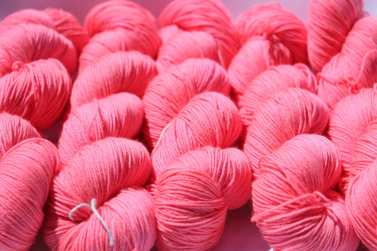 Hand-dyed Peachy Coral Yarn | Superwash Wool & Nylon