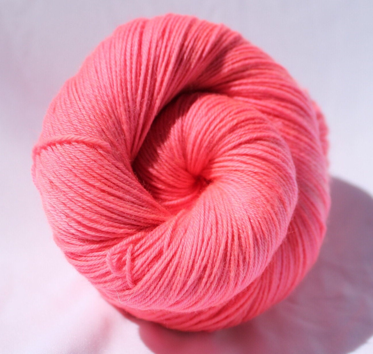 Hand-dyed Peachy Coral Yarn | Superwash Wool & Nylon