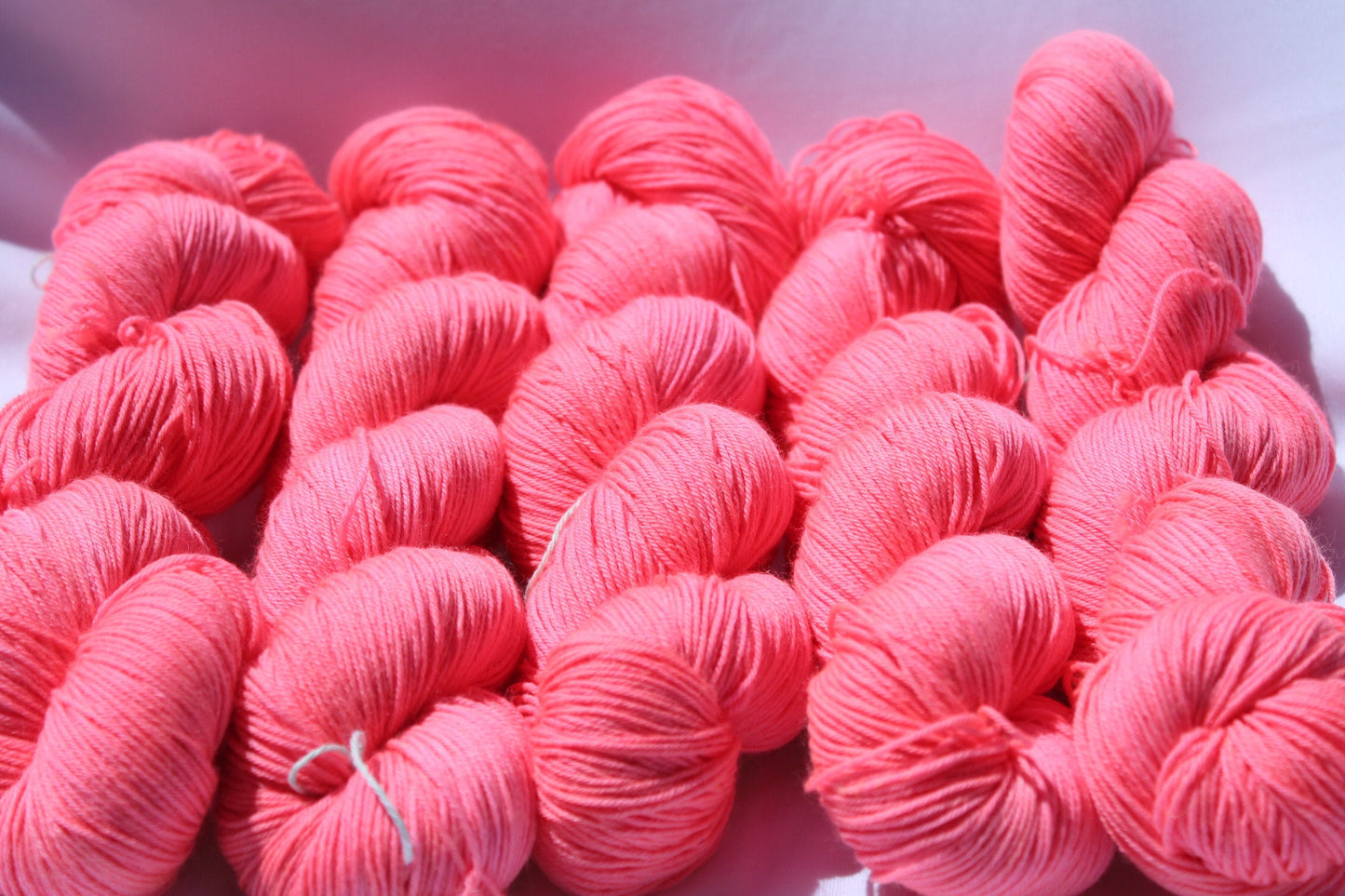 Hand-dyed Peachy Coral Yarn | Superwash Wool & Nylon