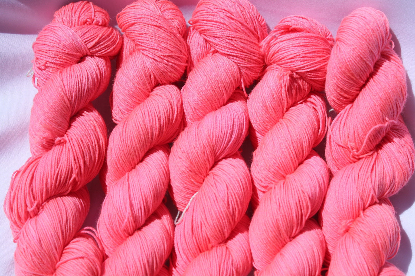 Hand-dyed Peachy Coral Yarn | Superwash Wool & Nylon