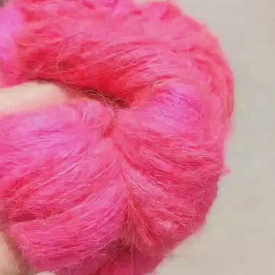 Hand-dyed Electric Coral NEON Cloud Fluff Yarn