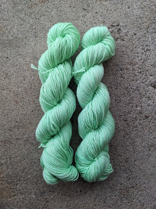 Hand-dyed Wasabi Silky DK Yarn | Superwash Merino Wool & Tussah Silk
