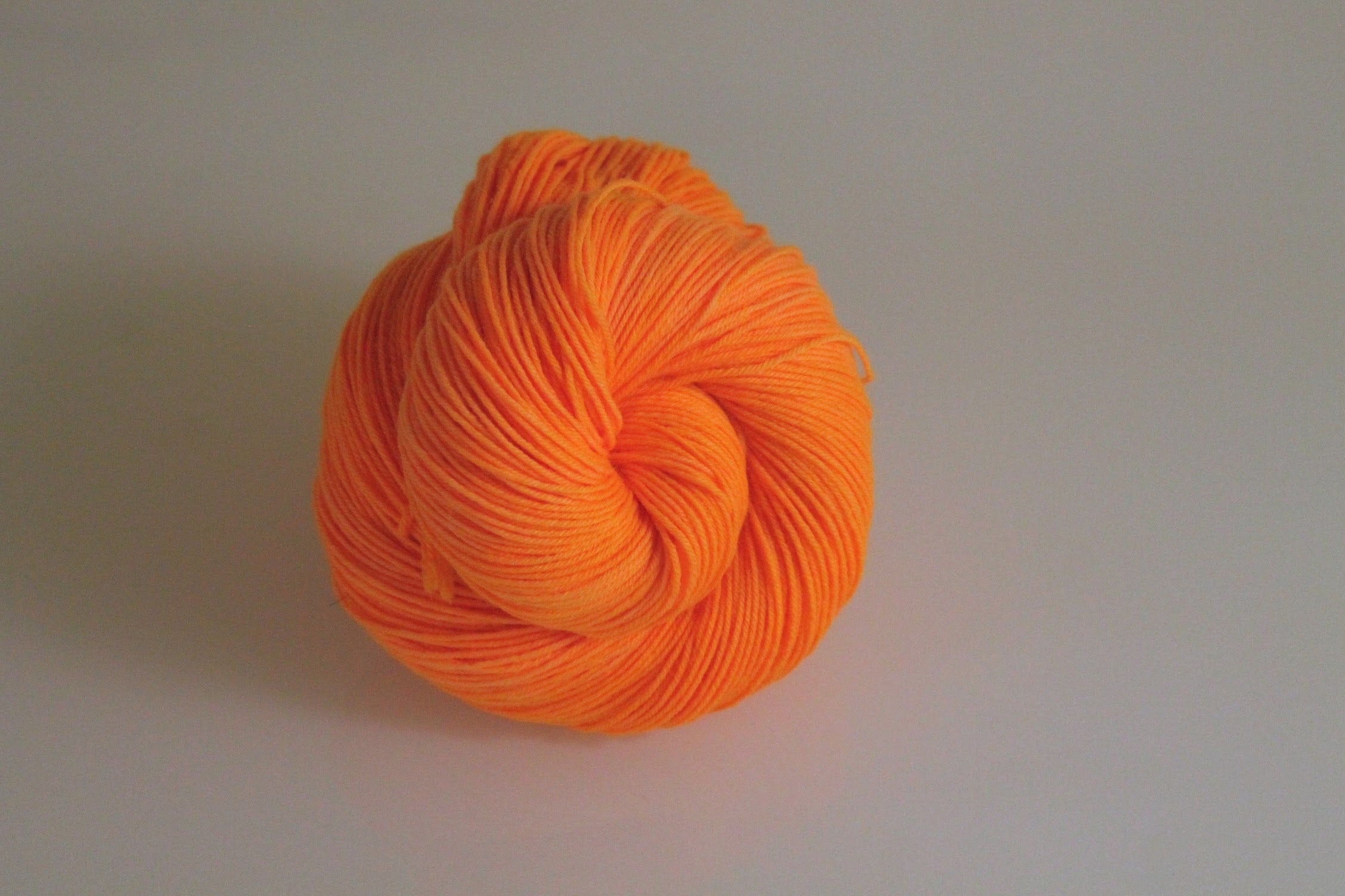 Hand-dyed NEON Orange Fingering Sock