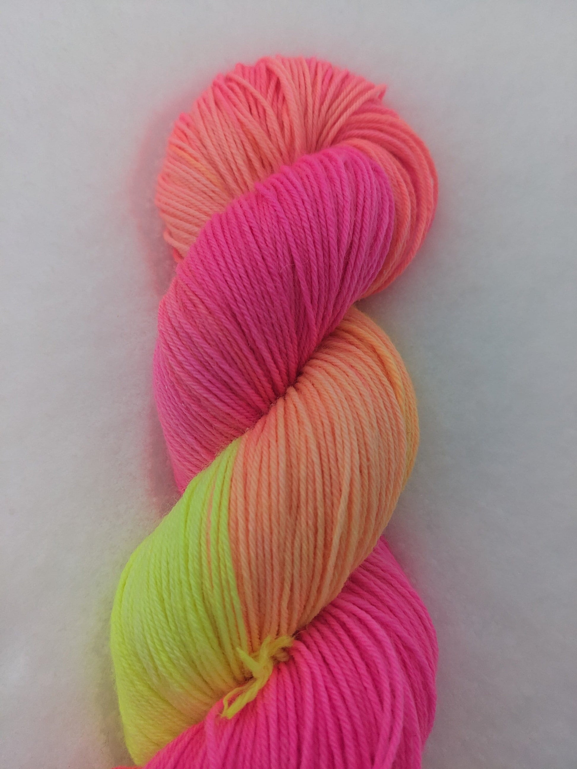 Hand-dyed NEON Glow Stick Party Sock Yarn